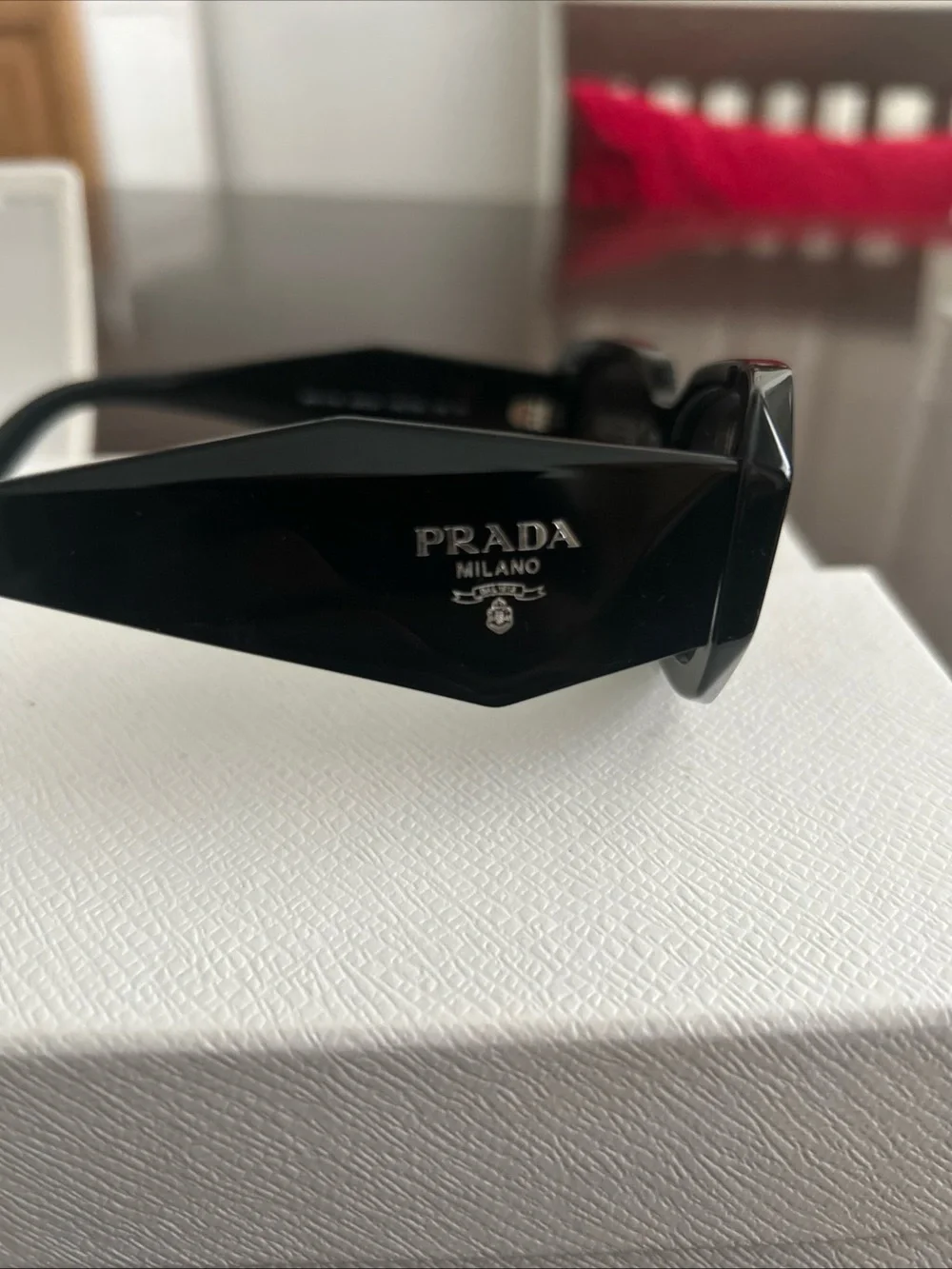 Prada Black Geometric Rectangle Women's Sunglasses